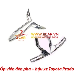 Bộ ốp viền đèn pha, hậu xe Toyota Prado 2012-2020 chất liệu xi mạ crom cao cấp