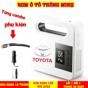Bơm lốp xe ô tô, chính hãng Toyota có đồng hồ điện tử, bơm tự ngắt thông minh, Bảo hành 12 tháng