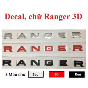 Decal, logo Chữ Dán Ranger Cao Cấp Hàng Nhựa ABS Sơn Mạ