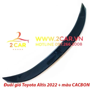 Đuôi gió thể thao, cánh lướt gió Xe Toyota Altis 2022 2023 Sơn Màu CACBON, Tặng kèm keo dính