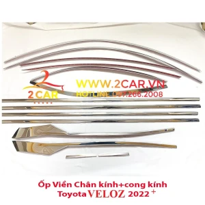 Nẹp viền chân kính, cong kính xe TOYOTA VELOZ 2022 2023 chất liệu inox 304 sáng bóng