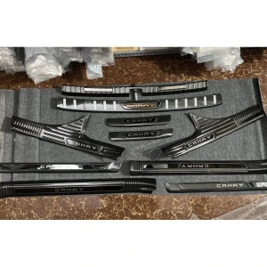 Ốp bậc cửa, Nẹp bước chân, chống trầy bậc cốp CARBON xeToyota Camry 2019 2020 2021 vân cacbon cao cấp