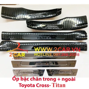 Ốp bậc cửa, Nẹp bước chân trong, ngoài Toyota Corolla Cross 2020-2021- 2022, Hàng Titan xịn - Mẫu 1