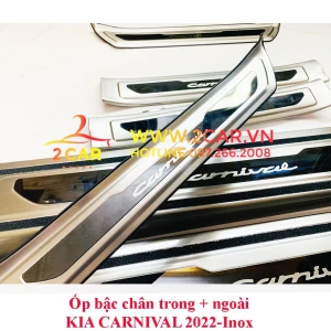 Ốp bậc cửa, Nẹp bước chân trong ngoài xe Kia CARNIVAL 2021- 2022, 2023 chất liệu Inox cao cấp