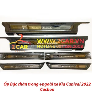 Ốp bậc cửa, Nẹp bước chân trong ngoài xe KIA Carnival 2021 - 2022- 2023 Hàng cao cấp ( Tặng kèm keo 3M)