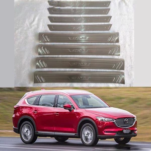 Ốp bậc cửa, nẹp bước chân trong, ngoài xe Mazda CX8 2019 - 2022- 2023 inox cao cấp