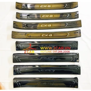 Ốp Bậc Cửa, Nẹp Bước Chân Trong Ngoài Xe Mazda Cx8, CX-8 2018 2019 2020 2021 2022 vân Titan cao cấp