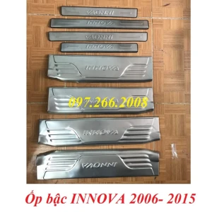 Ốp bậc cửa, nẹp bước chân trong, ngoài xe Toyota Innova 2006 2007 2008 2009 2010 2011 2012 2013 2014 2015 Mẫu Inox