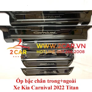 Ốp bậc cửa, nẹp bước chân xe Kia Carnival 2021 2022 2023 Mẫu TITAN - 6 chi tiết