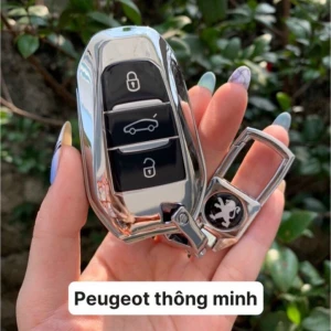 Ốp chìa khoá, bao khóa TRÁNG GƯƠNG xe Peugeot 2008 3008 5008 TPU sang trọng Kèm móc khóa