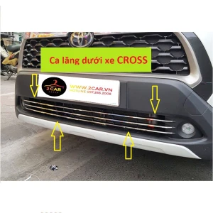 Ốp mặt Ca Lăng, calang xe Toyota Corolla Cross 2020, 2021, 2022 3 thanh Bên dưới biển số- ốp lưới tản nhiệt