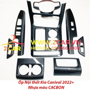 Ốp nội thất CACBON xe Kia Carnival 2022- 2023 nhựa vân carbon cao cấp,ốp công tắc lên xuống kính, hộp cần số xe Carnival