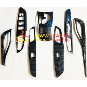 Ốp nội thất cacbon xe Toyota Vios 2019- 2022, Yaris 2019- 2022 dành cho xe số tự động- vân carbon - hàng cao cấp