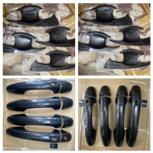 Ốp tay nắm, hõm cửa, chén cửa Carbon xe Toyota Hilux 2019- 2020- 2021-2022-2023 Vân cacbon cao cấp