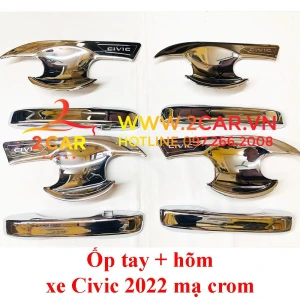 Ốp tay nắm, hõm cửa xe Honda Civic đời 2022 2023 mạ Crom sáng bóng