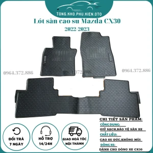 Thảm lót sàn xe Mazda CX30 đời 2022-2023 Mẫu NISSIN chữ trắng loại dày không mùi, không thấm nước cao cấp