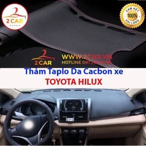 Thảm Taplo Da Cacbon Xe Toyota Hilux 2009-2023, chống nóng tốt, chống trơn trượt, vừa khít theo xe