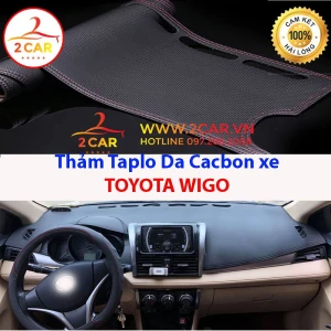 Thảm Taplo Da Cacbon Xe Toyota Wigo 2018-2022, chống nóng tốt, chống trơn trượt, vừa khít theo xe