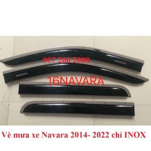 Vè che mưa CHỈ INOX xe Nissan Navara đời 2014- 2022 Hàng cao cấp nhất thị trường