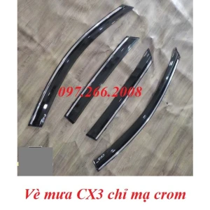 Vè Che Mưa Chỉ Mạ Xe mazda CX3, CX-3 đời 2022 - 2023 Mẫu Viền Chỉ Mạ Crom Sáng Bóng