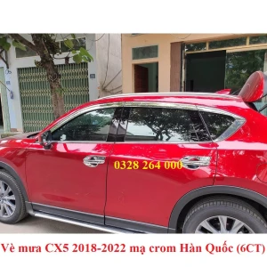 Vè che mưa mạ crom Hàn Quốc xe Mazda CX5, CX-5 2018 2019 2020 2021 2022 2023 ( 6 chi tiết) Hàng cao cấp