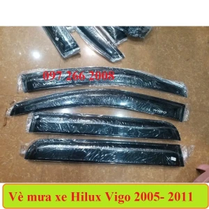Vè che mưa NHỰA ĐEN xe Toyota Hilux Vigo 2005 2006 2007 2008 2009 2010 2011 - Hàng nhựa mỏng dẻo