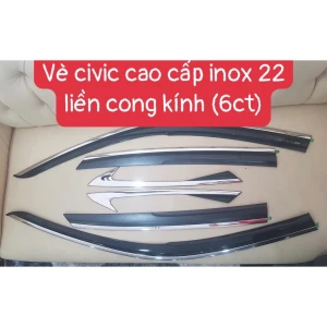 Vè che mưa xe Honda Civic 2022 2023 - Chỉ inox cao cấp 6 chi tiết liền cong kính siêu đẹp