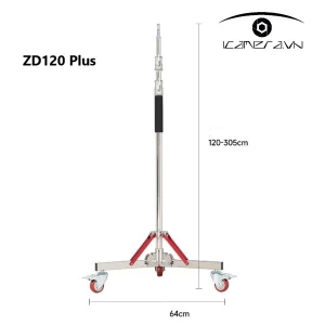 Chân đèn inox bánh xe ZD120 Plus cao 3m05