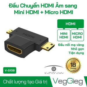 Đầu Chuyển HDMI Âm Sang Mini HDMI Dương và Micro HDMI Dương - V-S108