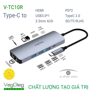 Hub chuyển đổi Type C VEGGIEG V-TC10R | 10 in 1