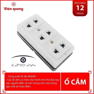 Ổ cắm Điện Quang ĐQ ESK 32 SW ( 3 lỗ 2 chấu, màu trắng, không dây )