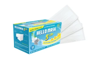 KHẨU TRANG Y TẾ HELLO MASK - MÀU TRẮNG (5 LỚP - 50 CÁI/HỘP )