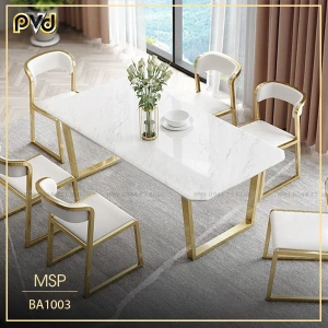 Bàn Ăn 4 Ghế Mặt Đá Mạ PVD BA1003
