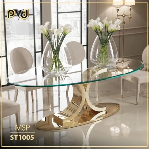 Bàn ăn mặt đá chân chữ X mạ titan cao cấp - PVD Decor