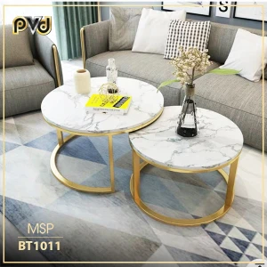 #Mẫu bàn Bàn trà đôi inox mạ ti tan xu hướng mới 2021