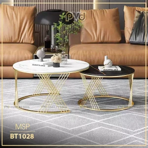 Bàn Trà Đôi Phi Chéo 2ly Tinh Tế PVD - BT1028