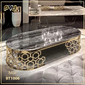 Bàn Trà Elip Chân CNC Inox Mạ Vàng - Mẫu Mới Nhất 2021