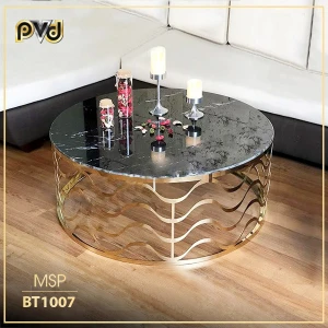 Bàn Trà Hình Trụ Hoa Văn Cnc Inox mạ vàng - PVD Decor