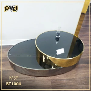 Bàn Trà Xoay Inox Mạ Vàng