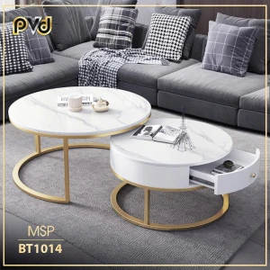Bộ bàn trà đôi inox mạ vàng PVD cực đẹp - PVD Decor