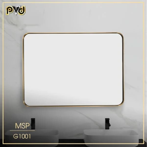 Gương hình chữ nhật khung inox mạ vàng G1001