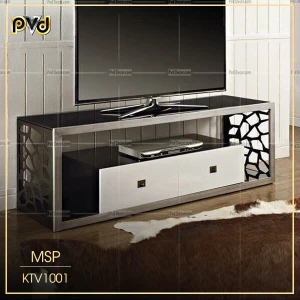Kệ tivi cao cấp mạ champagne chân CNC KTV1001