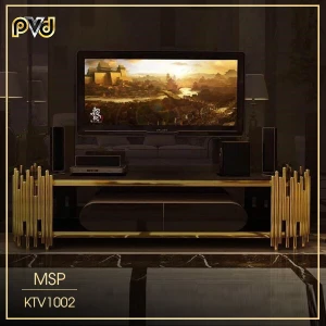 Kệ tivi phòng khách đẹp inox mạ vàng KTV1002
