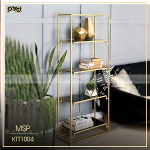 Kệ trang trí inox vàng 4 tầng KTT1004 mẫu mới 2021