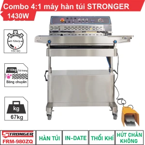Máy hàn miệng túi 4trong1: hút chân không, thổi khí, in date