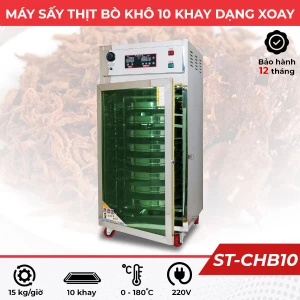 Máy sấy thịt bò khô 10 khay tròn dạng xoay