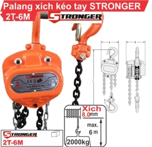 Palang xích kéo tay 2 tấn-6m Stronger