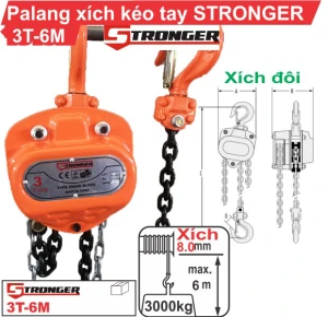 Palang xích kéo tay 3 tấn-6m Stronger