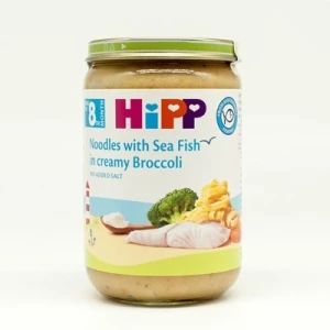 Dinh dưỡng đóng lọ HiPP Mì tagliatelle cá hồi sốt kem lơ xanh 220g