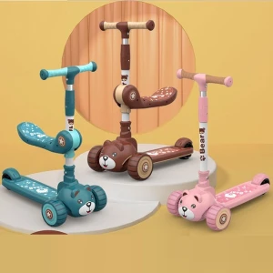 Xe trượt Scooter cho bé hình gấu, gà 2in1 (nhạc, phát sáng)